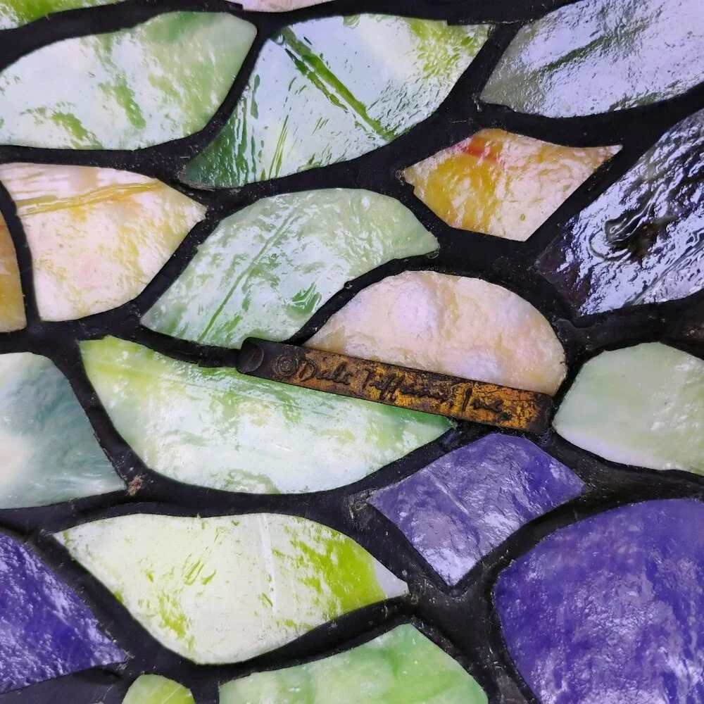 Vintage Dale Tiffany Stained Glass Lamp Shade, Signed 12
